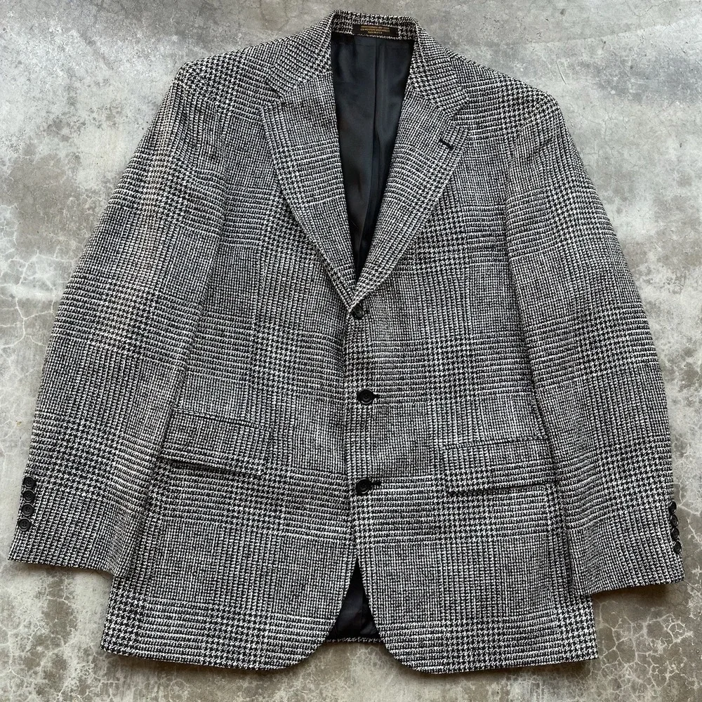 Vintage Evan-Picone Houndstooth Wool Suit Jacket Tweed Blazer Size 41 R